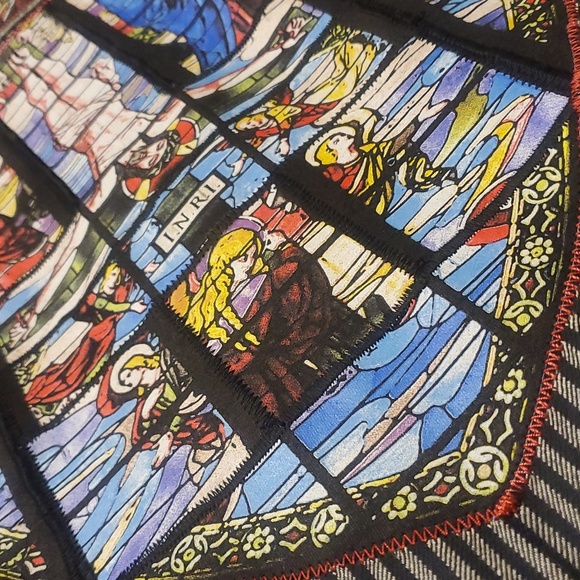 Levi's Striped Work Shirt - St. Jean Church, Mary, Jesus Print Patch Embroidered - Picture 15 of 17